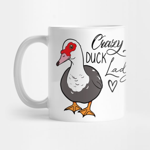 Crazy duck lady female Muscovy grey by Jurassic Ink